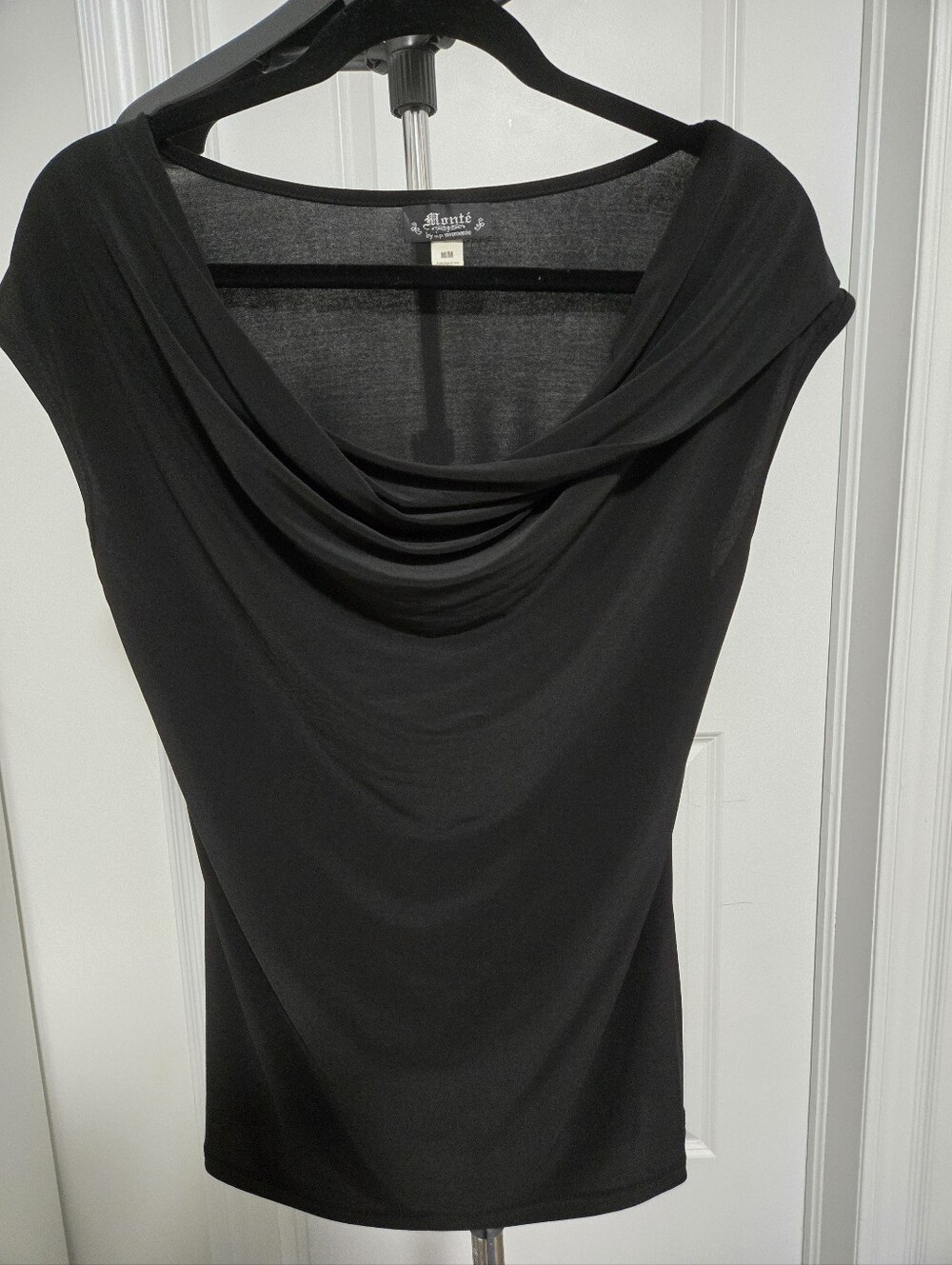 Monte Black Draped Cowl Neck Women's Top